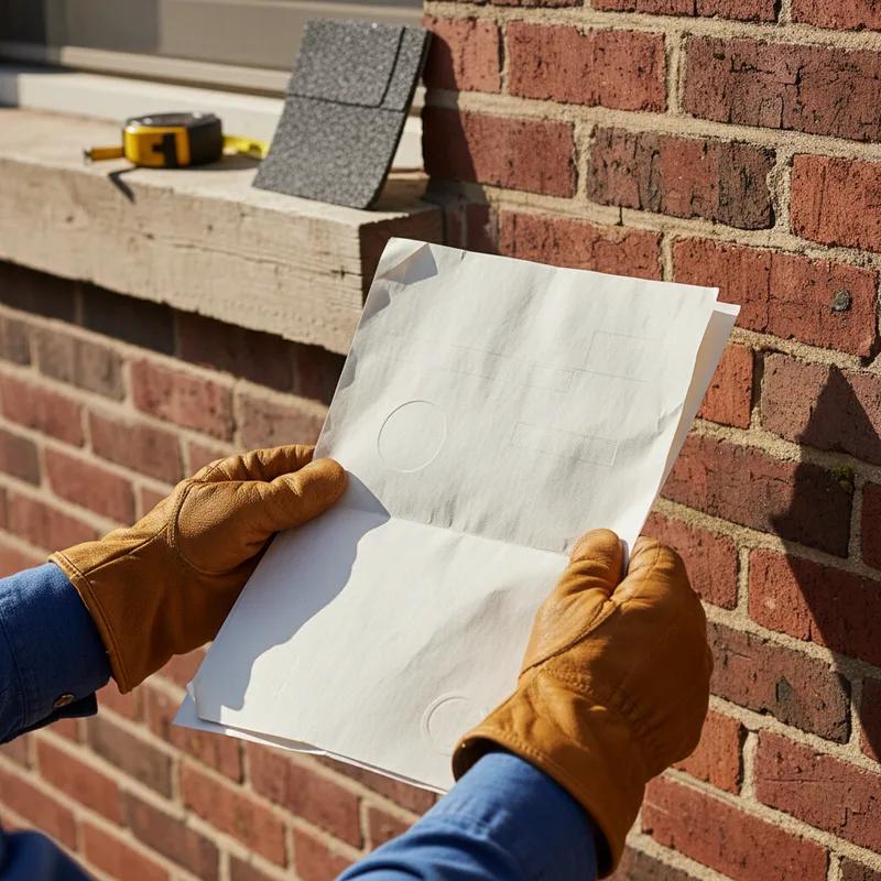 A Philadelphia homeowner using a laptop to verify a roofing contractor's license on the Pennsylvania Attorney General's website, with a roofing estimate document visible on the table
