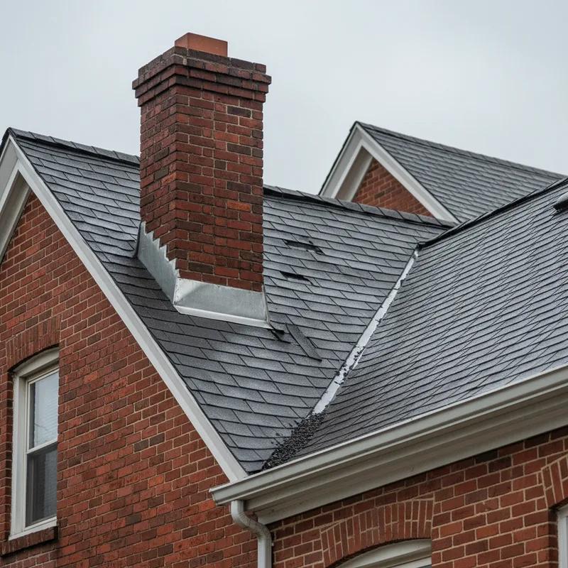 A Philadelphia homeowner photographing storm damage on the flat roof of a South Philly row home from a second-floor window, with hail damage and pooling water visible