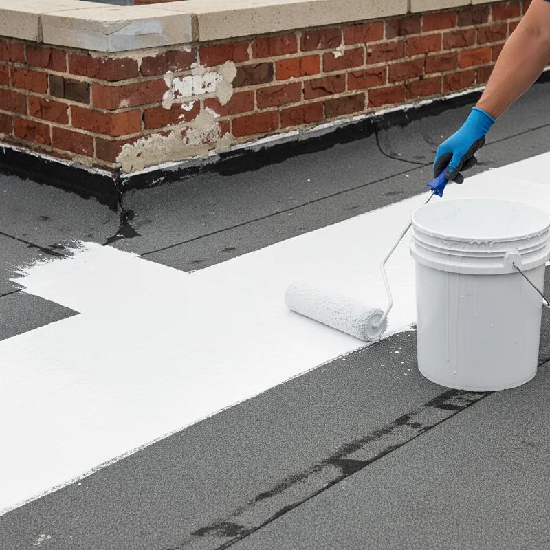 A roofing contractor in Philadelphia installing a reflective cool roof membrane.