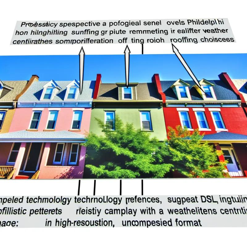 Philadelphia row homes with cool roofs, under a clear summer sky.