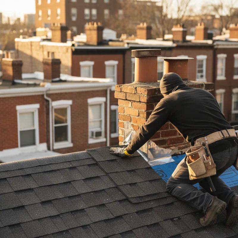 A professional roofing contractor discussing eco-friendly roofing options with a Philadelphia homeowner.