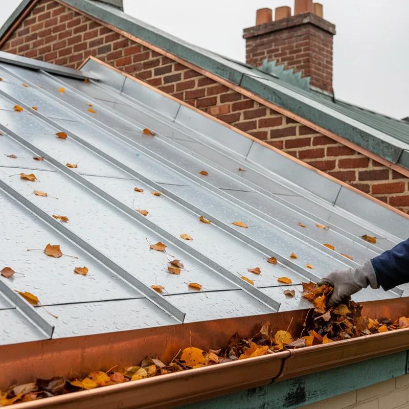 A maintenance professional inspecting an eco-friendly roof on a Philadelphia home during winter.