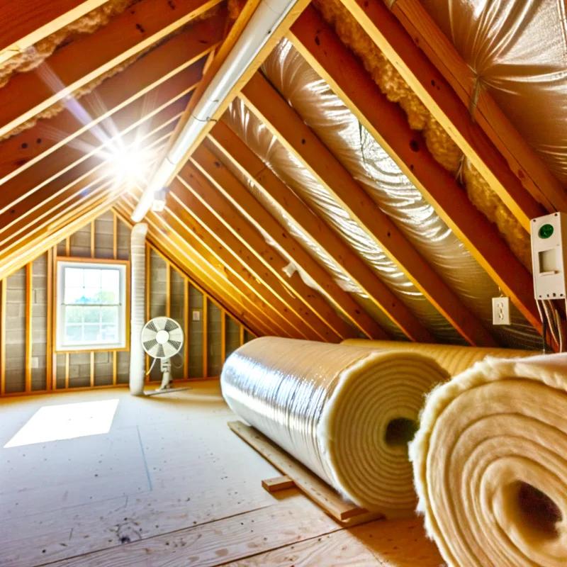 Cross-section of a roof showing insulation layers and ventilation pathways, illustrating energy efficiency strategies.