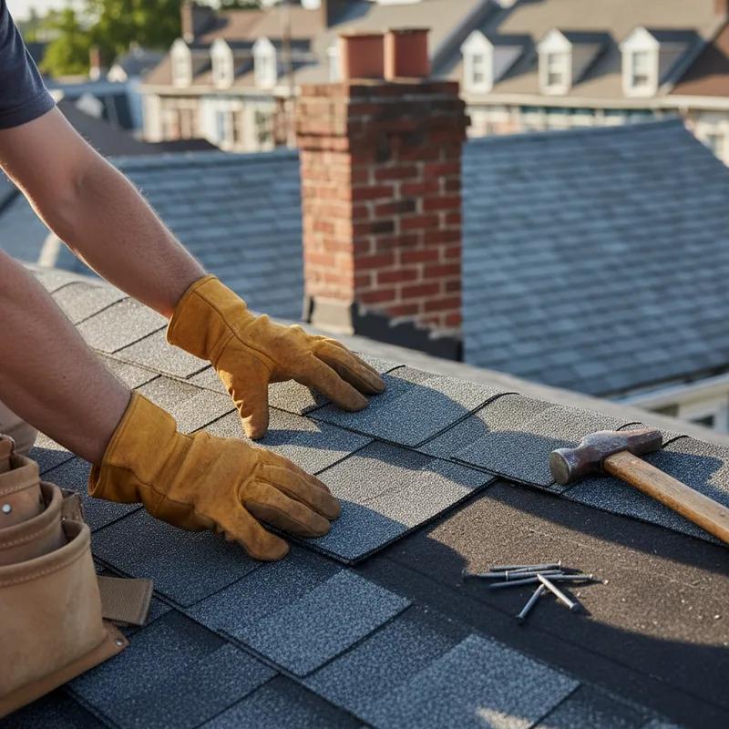 Philadelphia roofing contractor discussing roof color options with a homeowner.