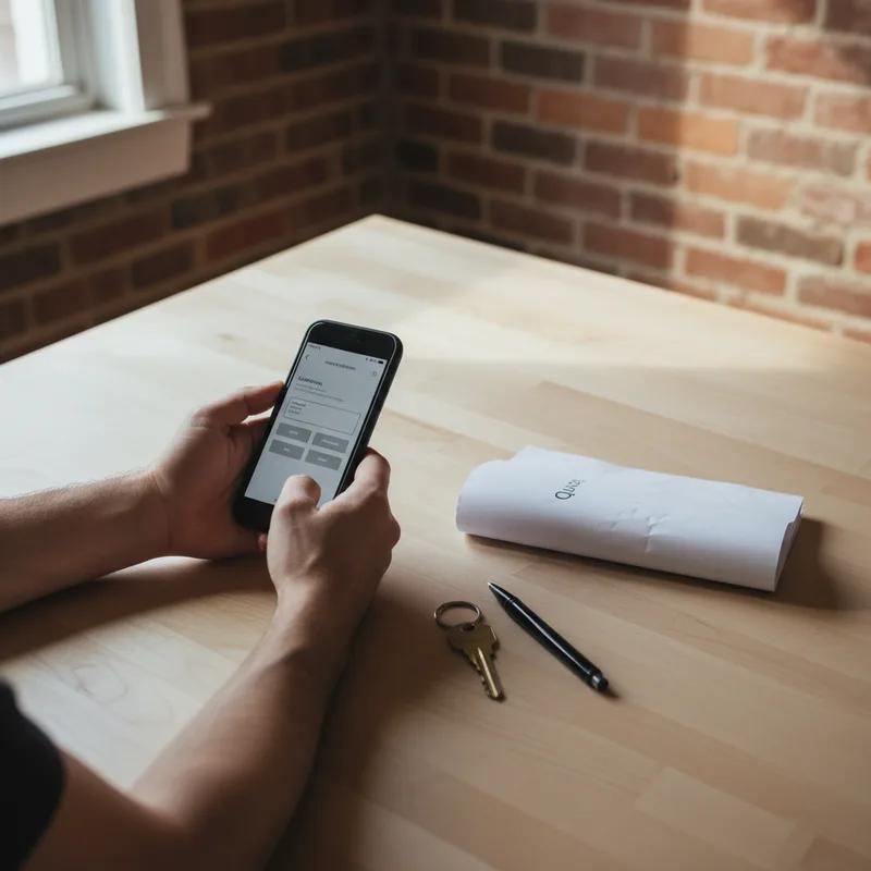 Person using a laptop to compare personal loan rates on a financial comparison website, with roofing estimate papers beside the keyboard