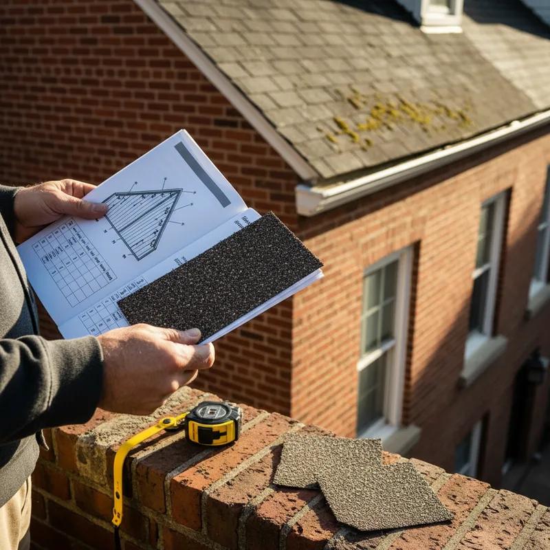 Philadelphia homeowner on the phone with their insurance agent while looking at roofing contractor quotes spread on a dining room table
