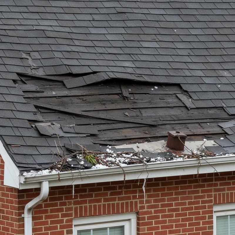 Aerial view of a Philadelphia row home neighborhood with storm clouds approaching, showing flat and pitched roofs across densely packed residential blocks