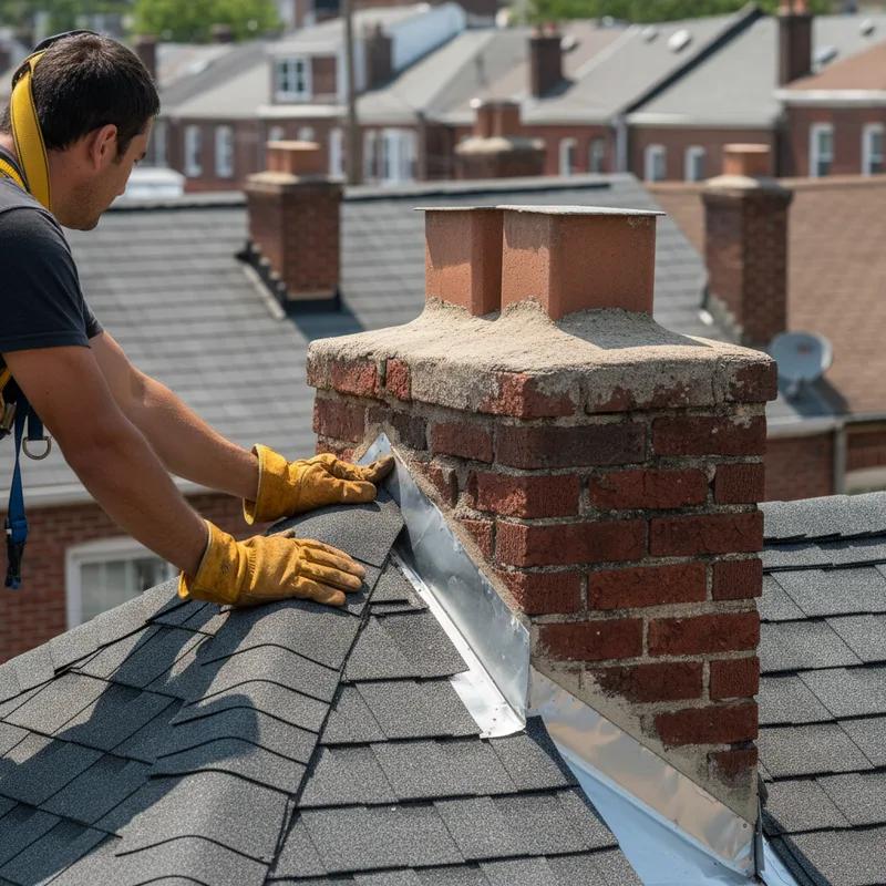 A Philadelphia roofing contractor discussing project details with a homeowner on-site.