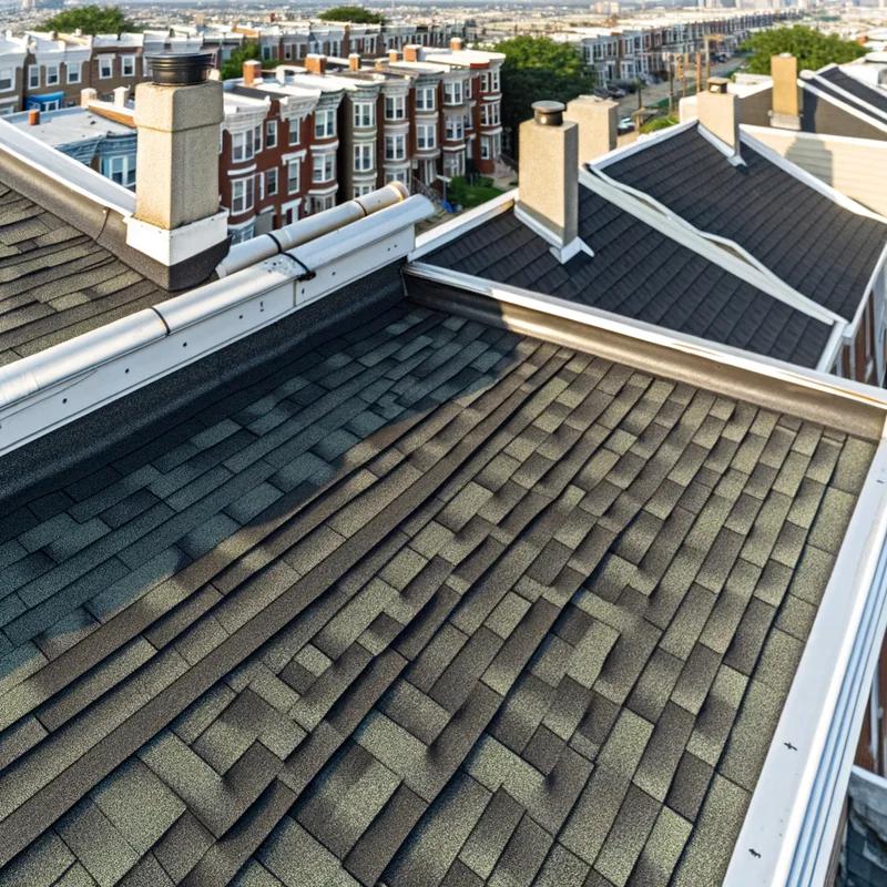 Homeowner inspecting a Philadelphia roof for damages and debris before a storm season.