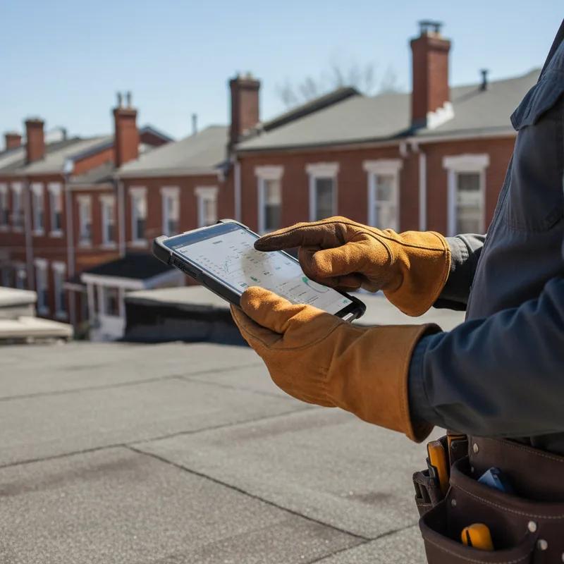 A Philadelphia roofing contractor discussing eco-friendly options with a homeowner.