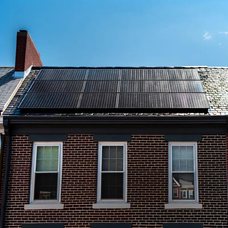 Installation of a green roof with vegetation on a Philadelphia row home.