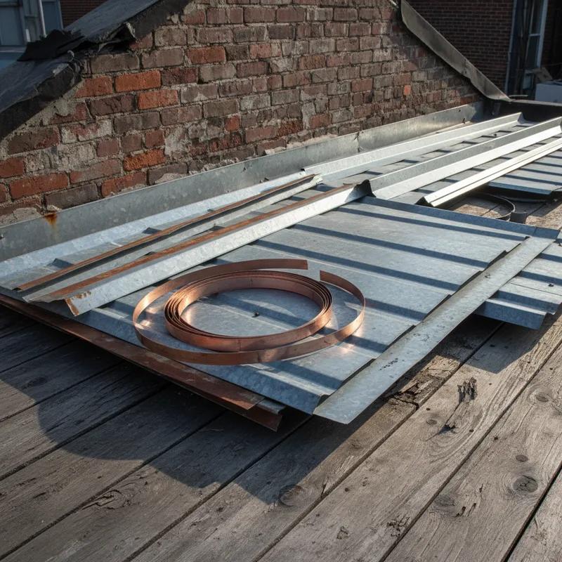 Photo of a Philadelphia row home with a metal roof, illustrating the impact of tariffs on repair costs.