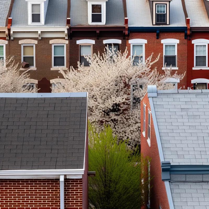 A skyline view of Philadelphia during a spring rainstorm, illustrating the typical weather patterns.