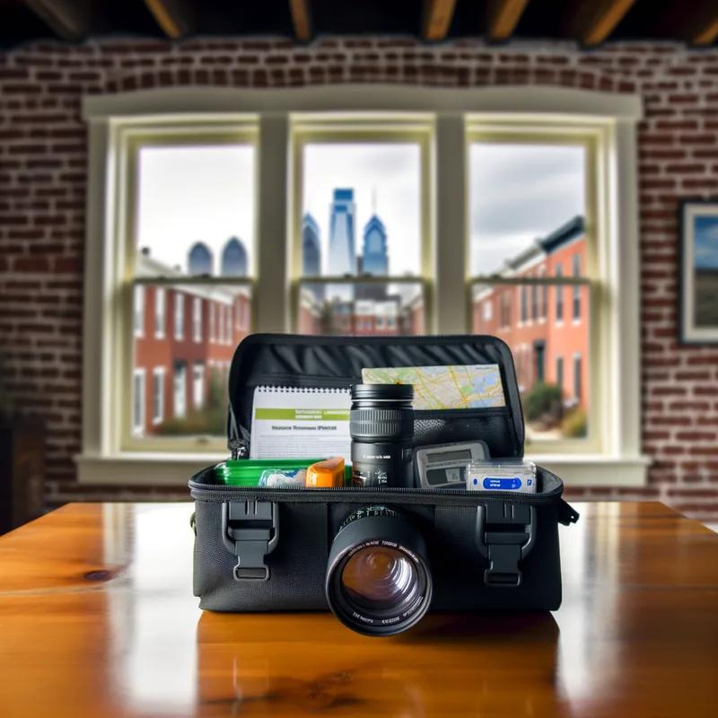 A Philadelphia family reviewing an emergency storm plan with a checklist and contact information.