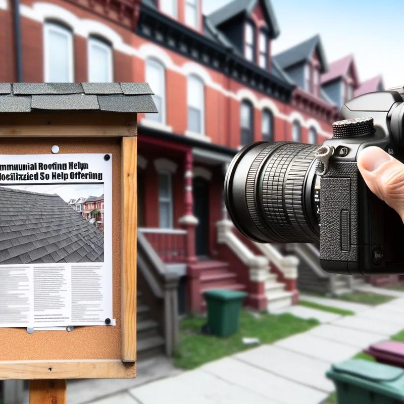 A homeowner in Philadelphia reviewing brochures and documents on local storm assistance programs.