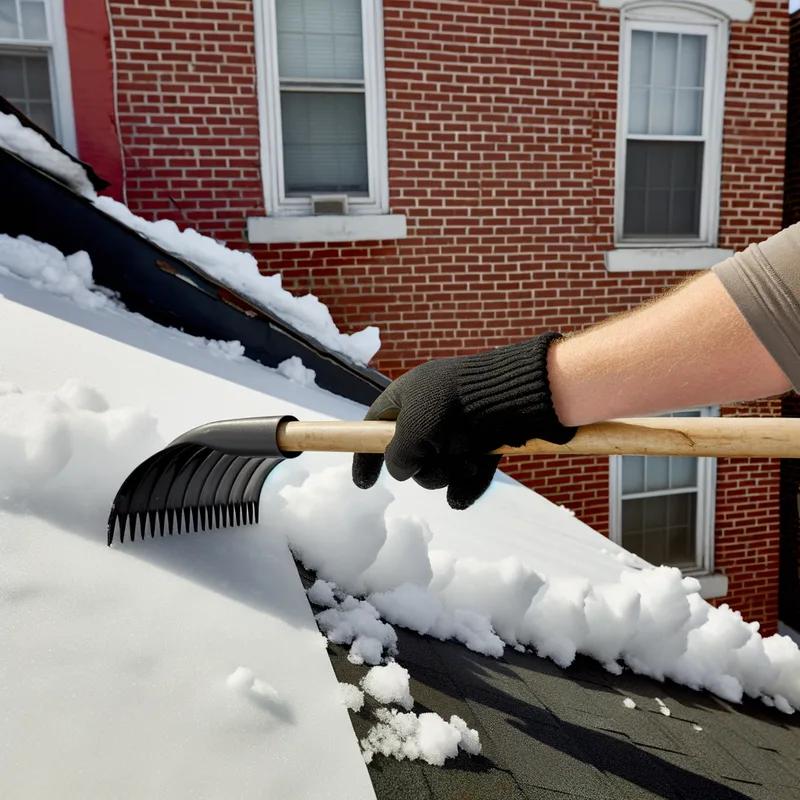 A close-up of a roof edge with a visible ice dam and icicles, illustrating the importance of proper insulation and ventilation.