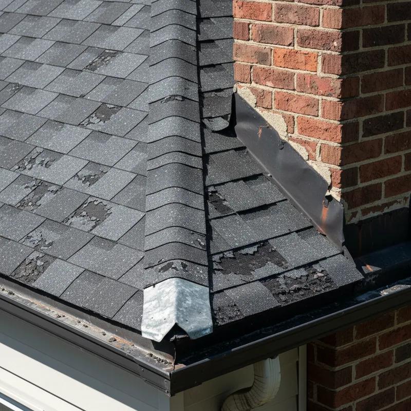 Close-up of a Philadelphia row home flat roof showing blistering and surface cracking on an aged EPDM membrane during a summer roof inspection