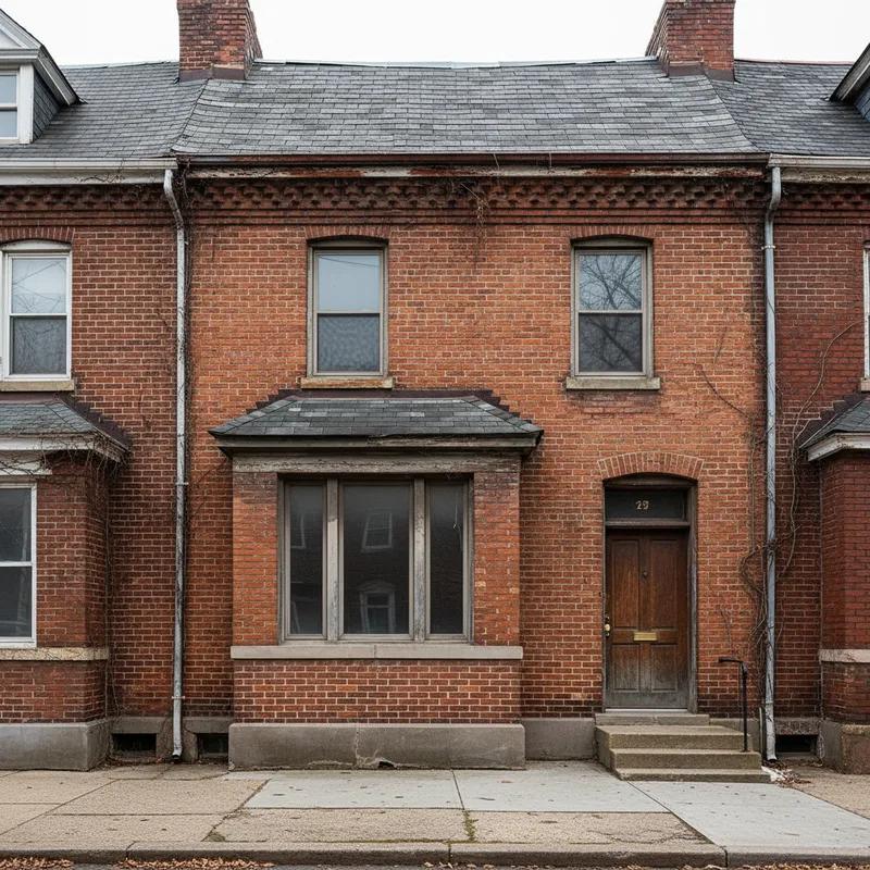 Aerial view of Philadelphia neighborhoods showcasing a mix of historic row homes and modern buildings.