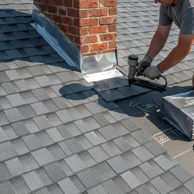 Close-up of a Philadelphia row home with a newly repaired roof, illustrating successful grant utilization.
