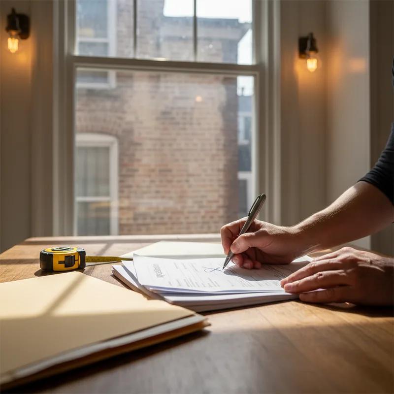 A Philadelphia homeowner filling out application forms for home repair programs at a local government office.