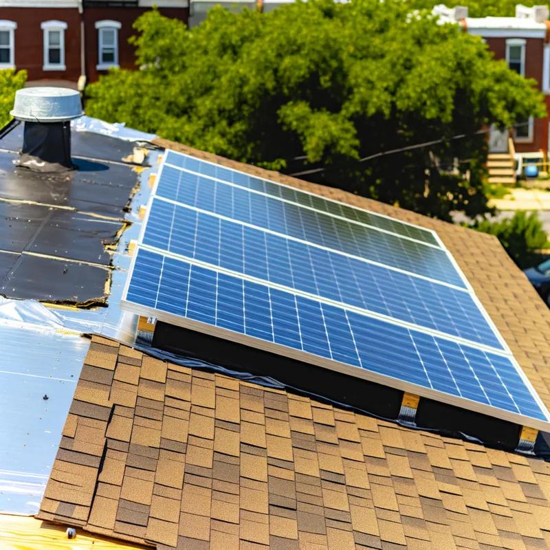 A Philadelphia home with solar panels installed on its roof, highlighting energy-efficient upgrades.