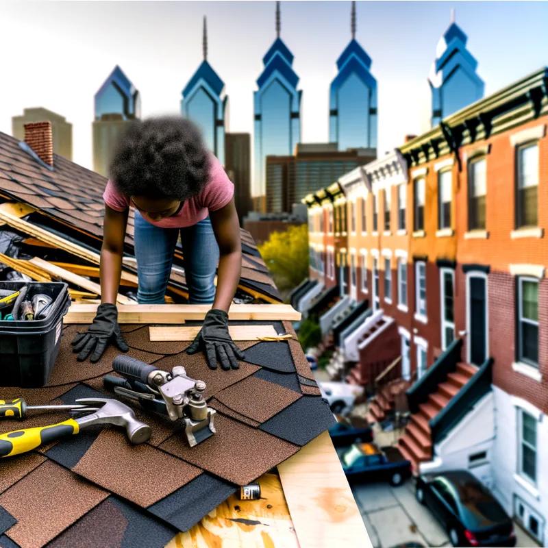 A local contractor discussing repair plans with a Philadelphia homeowner in front of a row home.