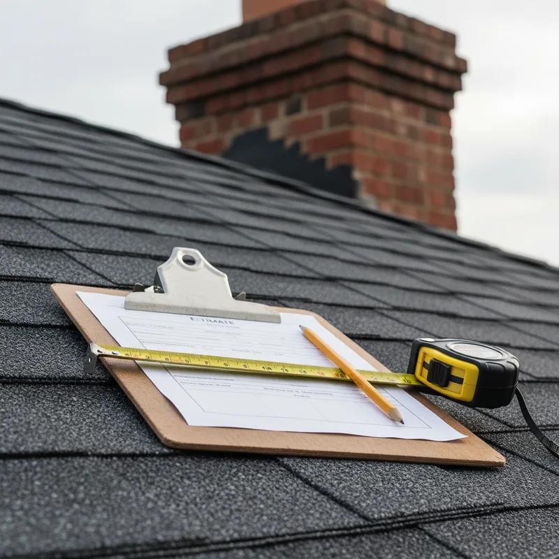 Philadelphia roofing contractor standing on a completed asphalt shingle roof replacement on a row home in South Philadelphia with city skyline visible in the background