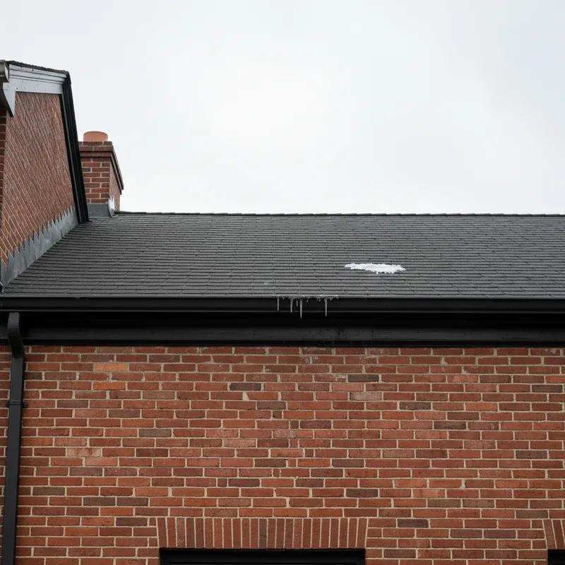 A Philadelphia row home roof with visible signs of weathering, highlighting the impact of local climate conditions.
