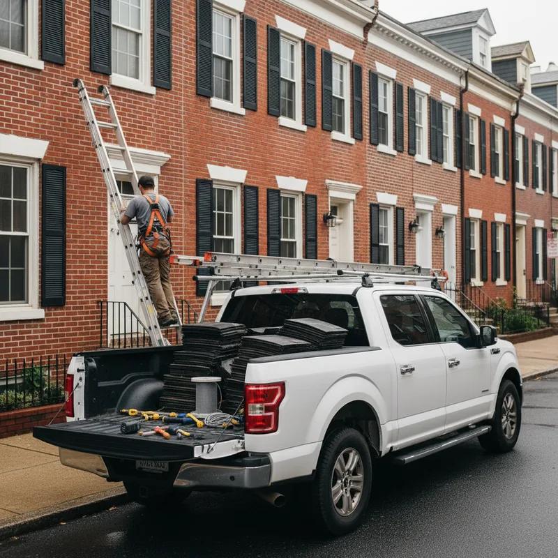 A Philadelphia roofing contractor discussing a roof maintenance plan with a homeowner, ensuring local expertise is applied.