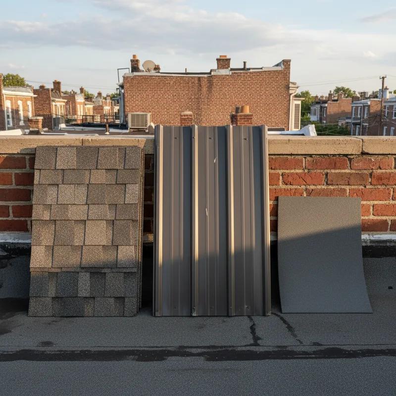 Philadelphia roofing contractor installing high-wind rated architectural shingles on a row home in Fishtown, showing proper nail placement along the roof deck